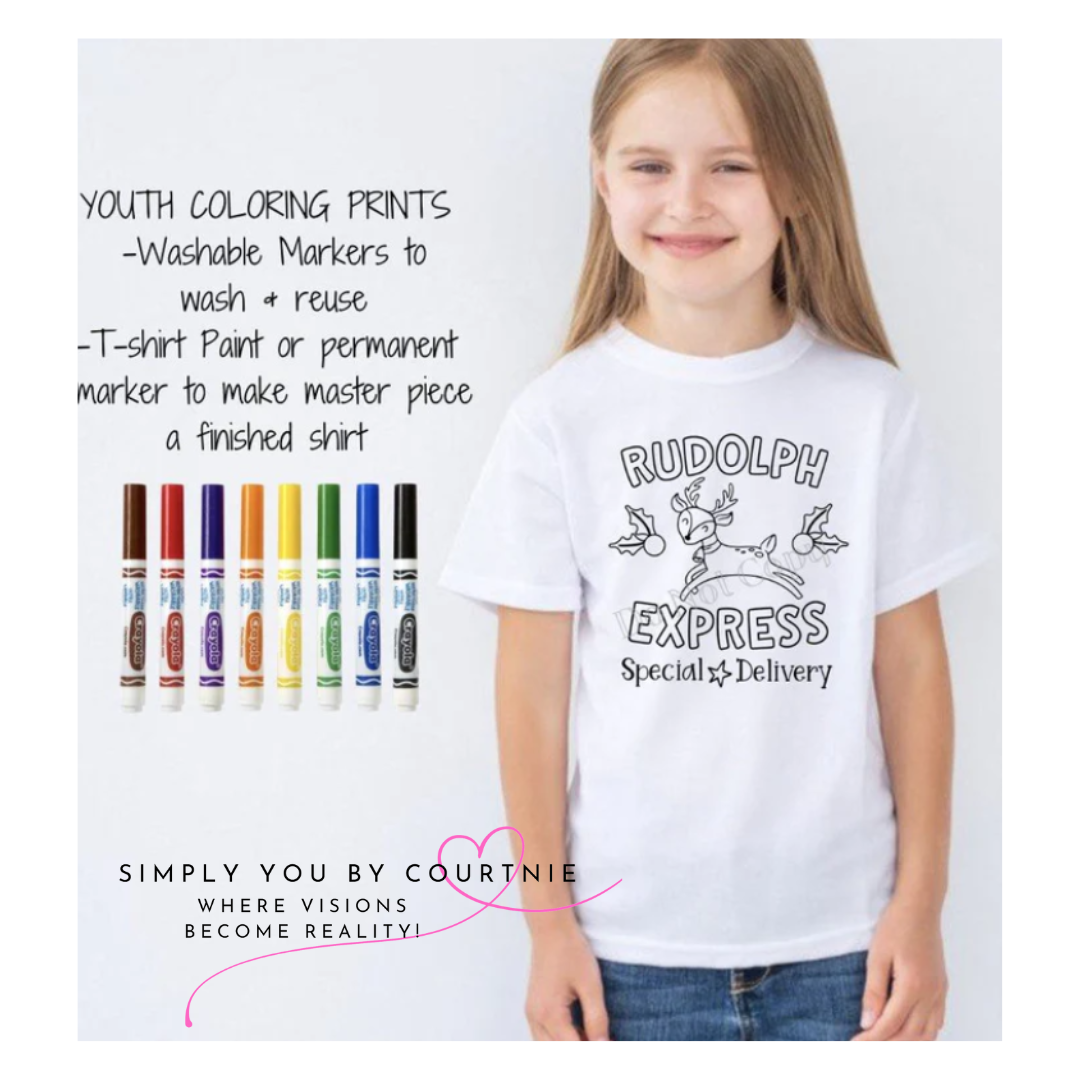 Christmas Color-A-Shirt- Rudolph Express