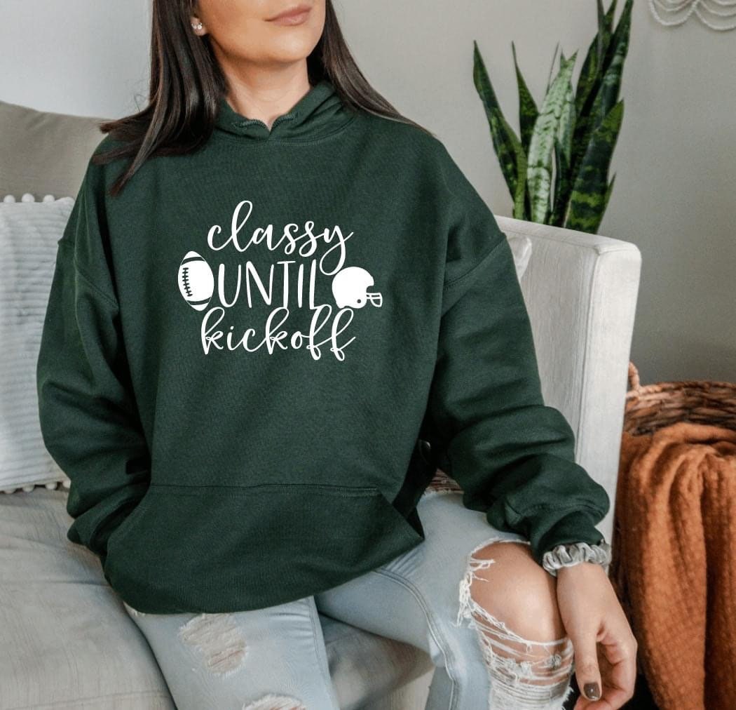 Classy til Kickoff Football Mom Hooded Sweatshirt