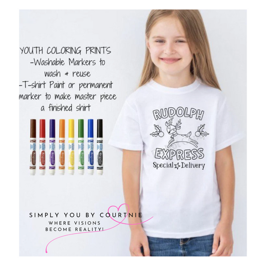 Christmas Color-A-Shirt- Rudolph Express