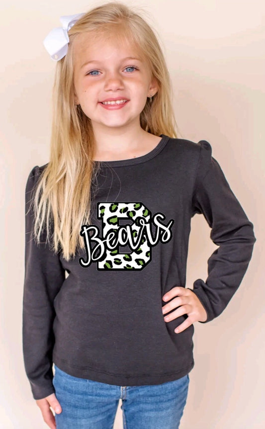 Youth Long Sleeve B Bears Cheetah